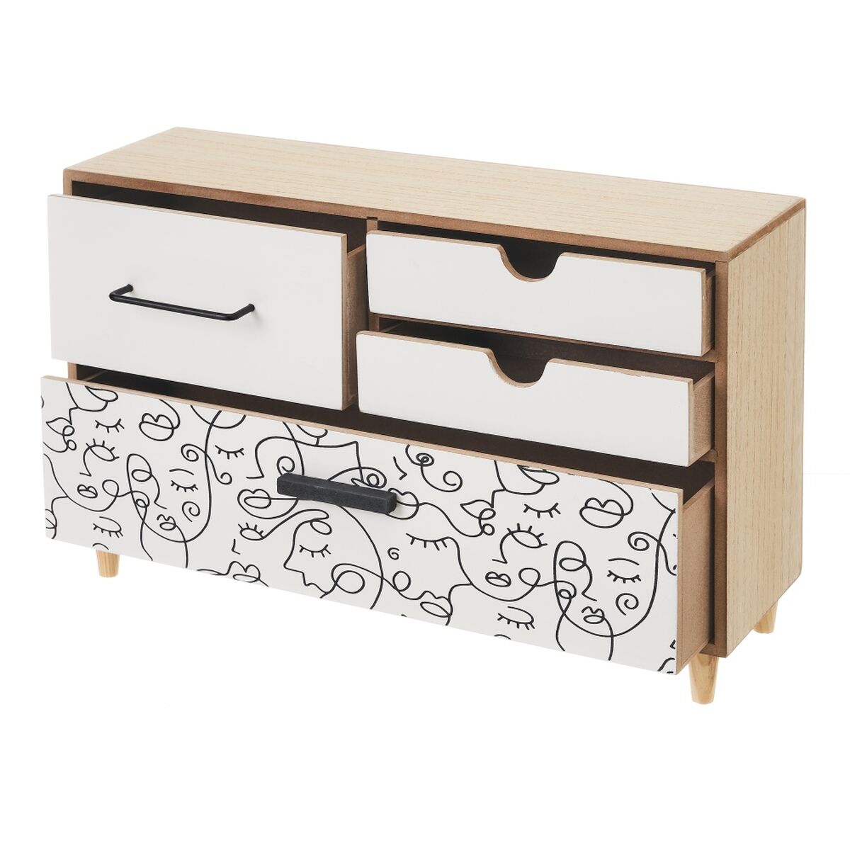 Smyckeskrin ONE LINE Vit Svart Naturell Trä MDF 36 x 11 x 23 cm - 4