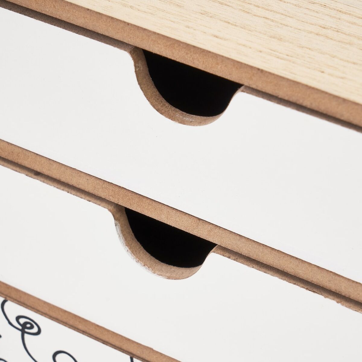 Smyckeskrin ONE LINE Vit Svart Naturell Trä MDF 36 x 11 x 23 cm - 3