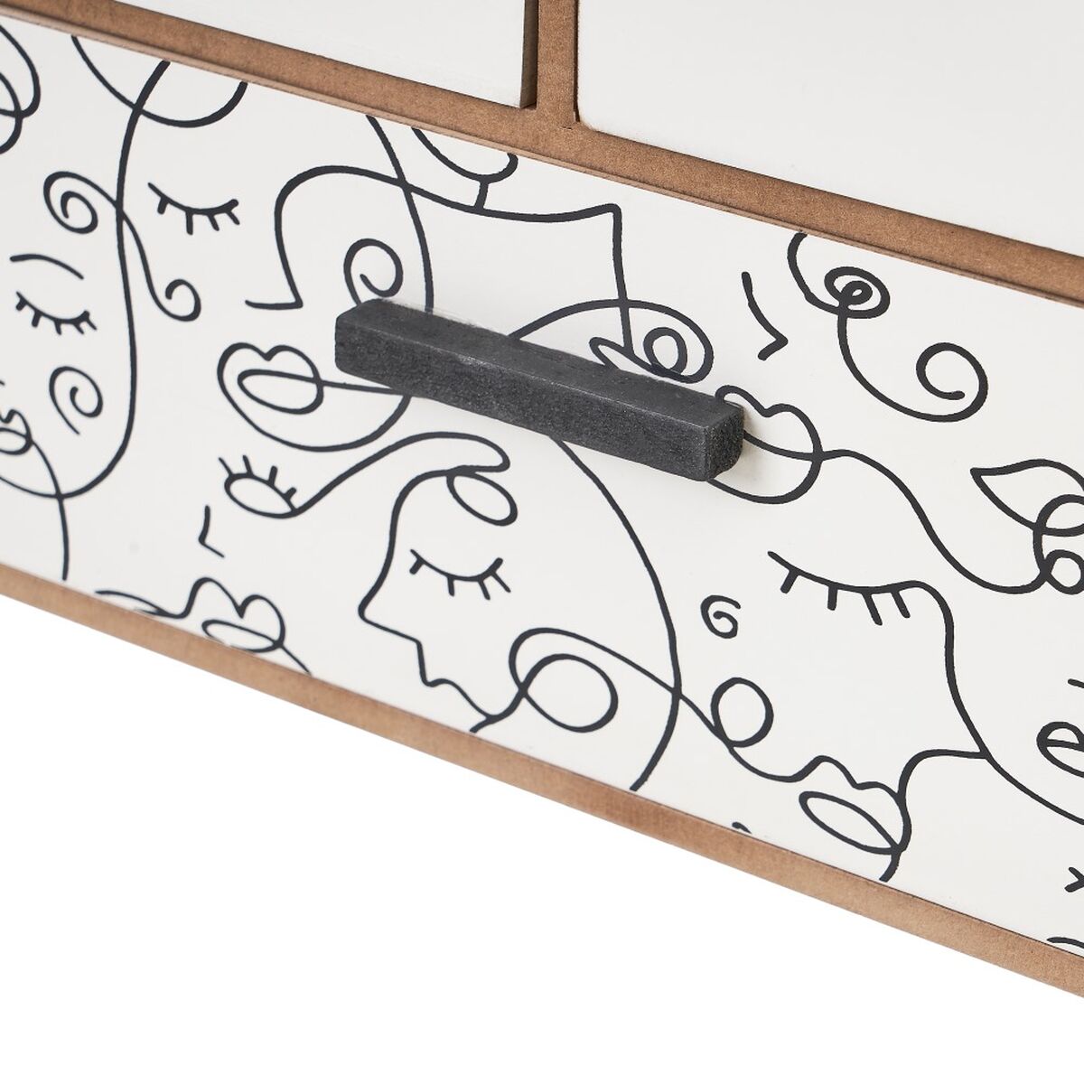 Smyckeskrin ONE LINE Vit Svart Naturell Trä MDF 36 x 11 x 23 cm - 2