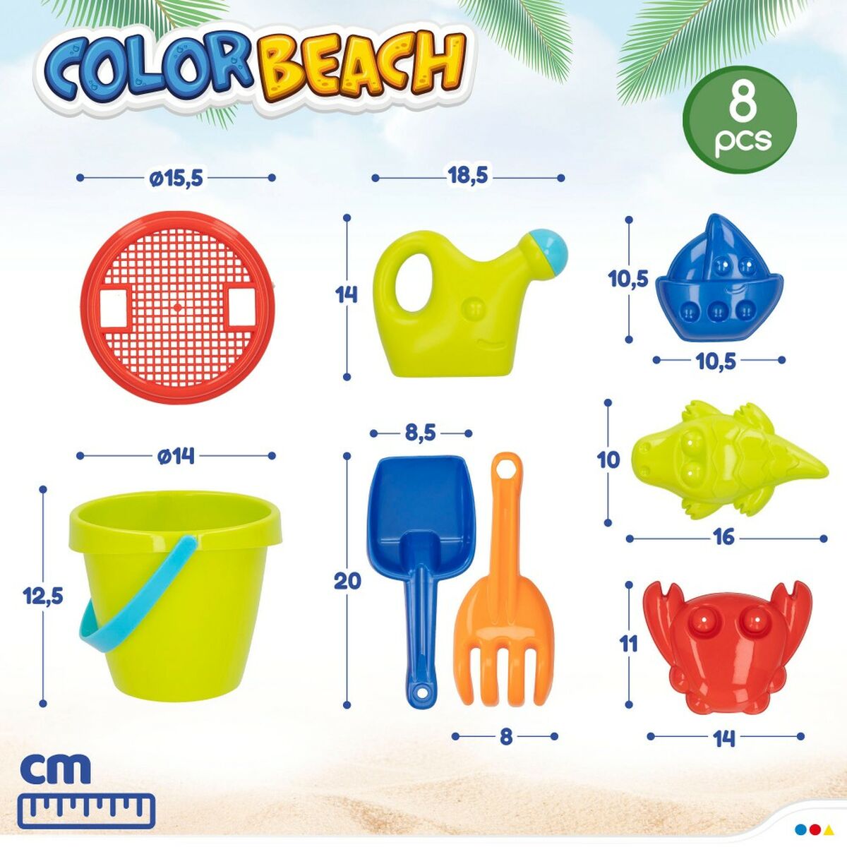 Strandleksaker set Colorbaby polypropen (18 antal) - 6