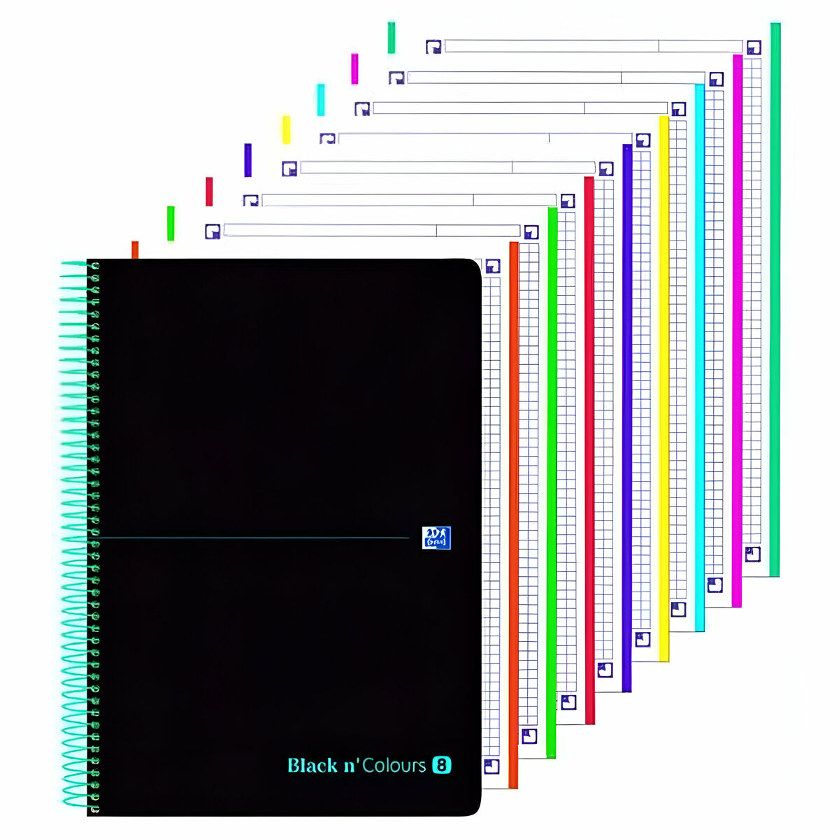 Uppsättning av övningsböcker Oxford Black n Colours Svart Turkos A4+ 160 Blad (3 antal) - 2