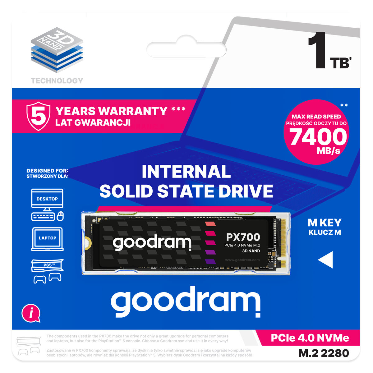 Hårddisk GoodRam PX700  SSD 1 TB SSD