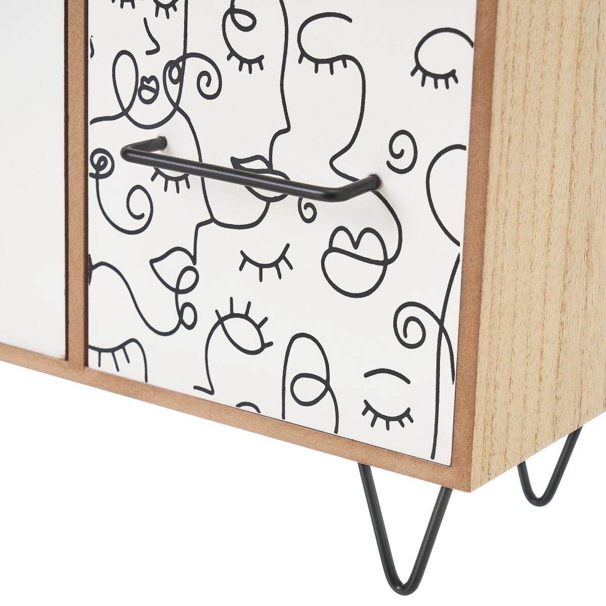 Smyckeskrin ONE LINE Vit Svart Naturell Trä MDF 40 x 12 x 20 cm - 2