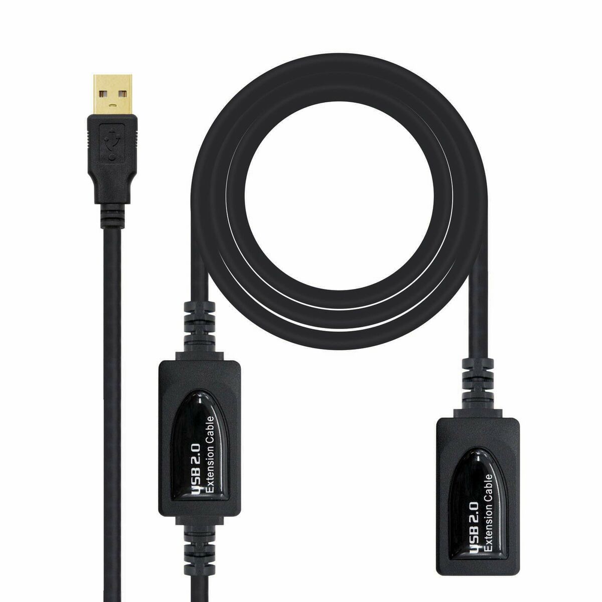 Skarvsladd USB NANOCABLE 10.01.0213 Svart 15 m - 2