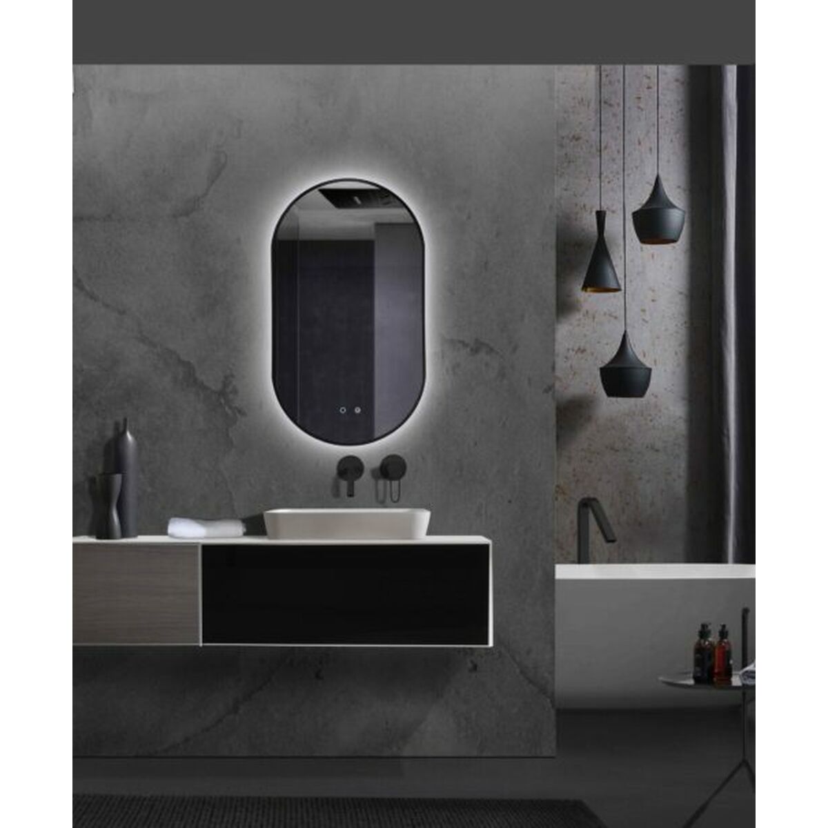 Badrumsspegel med LED-belysning Ledimex TOKY022-90OR 90 x 50 cm
