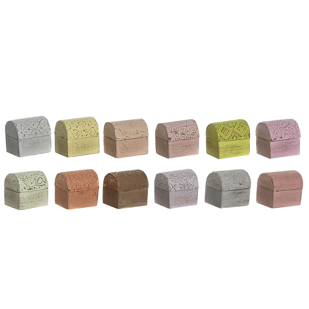 Smyckeskrin DKD Home Decor Multicolour Metall Mangoträ 4 x 5 x 5 cm (12 antal)