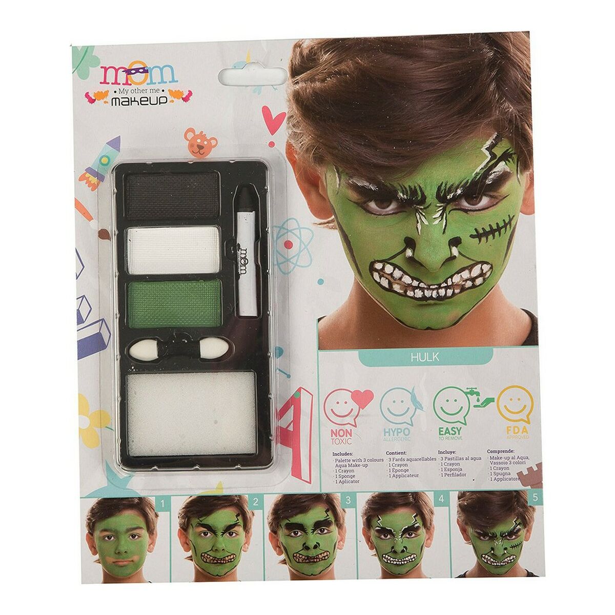 Sminkset My Other Me Grön Hulk (24 x 20 cm) - 2