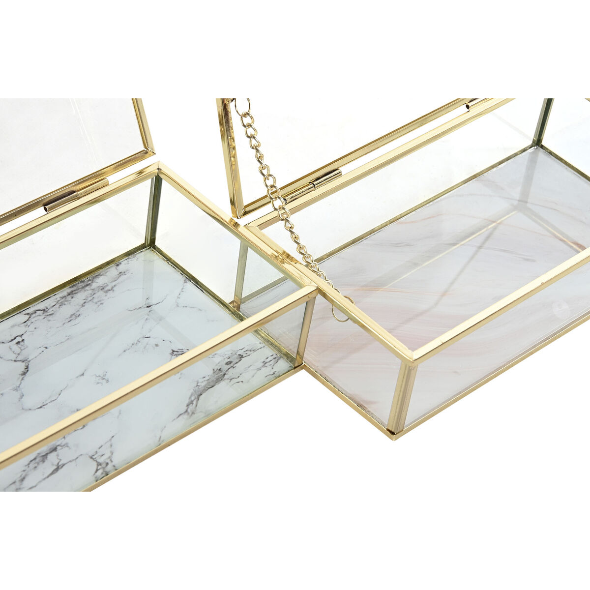 Smyckeskrin DKD Home Decor Gyllene Metall Glas 20 x 11 x 5 cm 22 x 12 x 7 cm (2 antal) - 3
