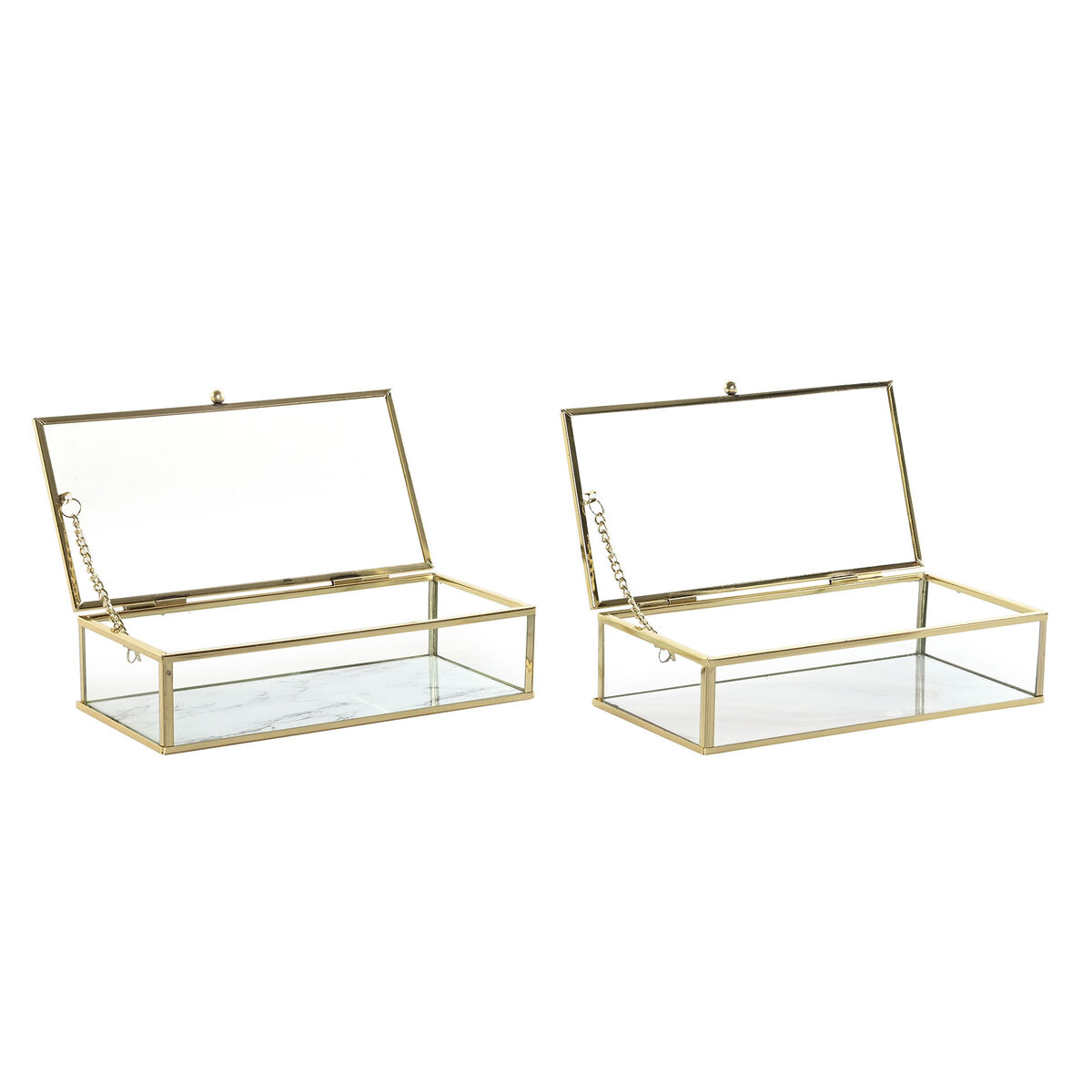 Smyckeskrin DKD Home Decor Gyllene Metall Glas 20 x 11 x 5 cm 22 x 12 x 7 cm (2 antal) - 2