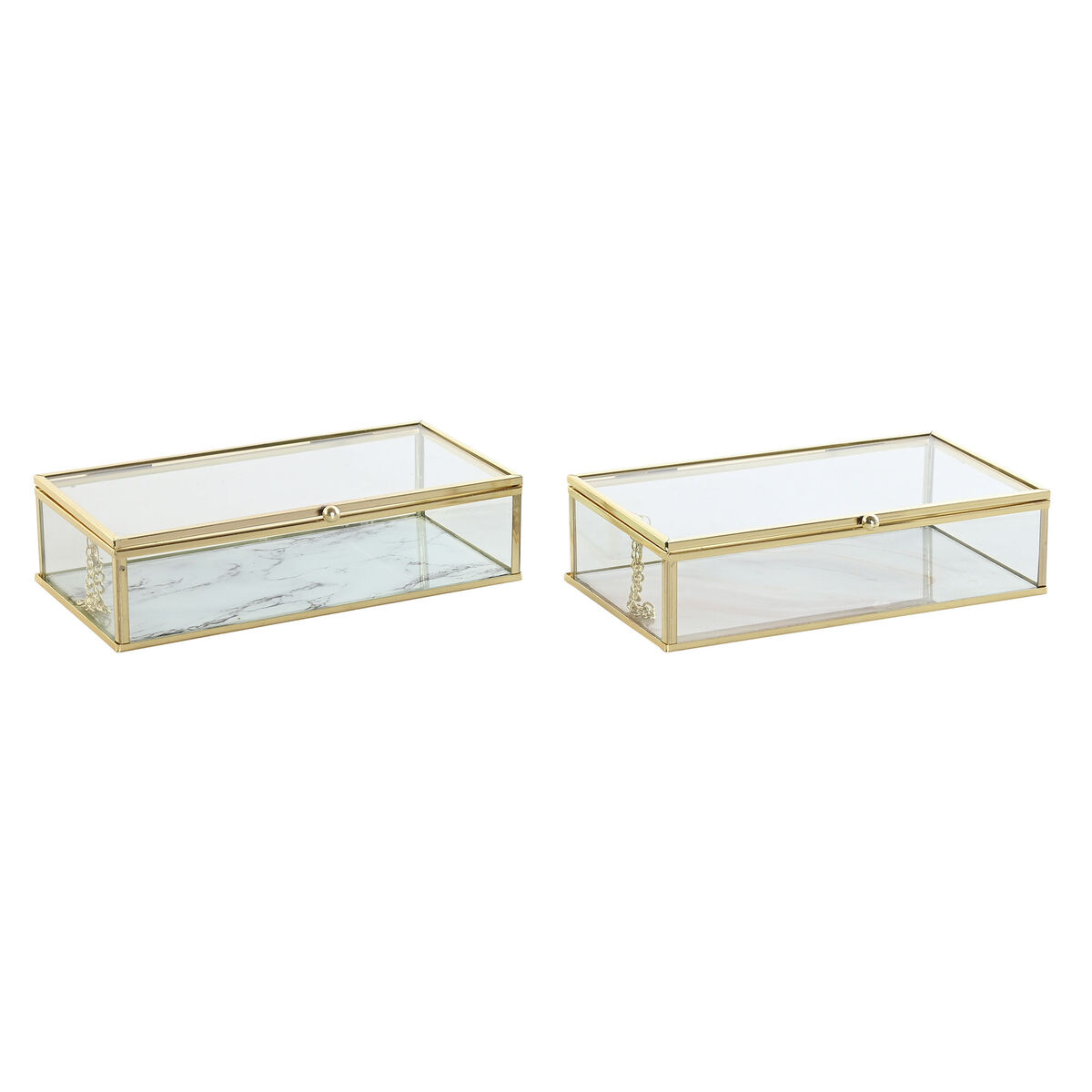 Smyckeskrin DKD Home Decor Gyllene Metall Glas 20 x 11 x 5 cm 22 x 12 x 7 cm (2 antal)