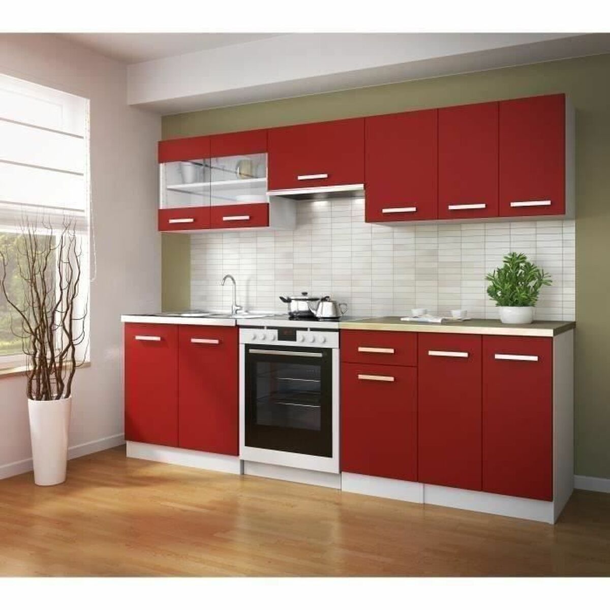 Köksmöbler Röd PVC Glas Plast Melamin 80 x 31 x 55 cm - 3
