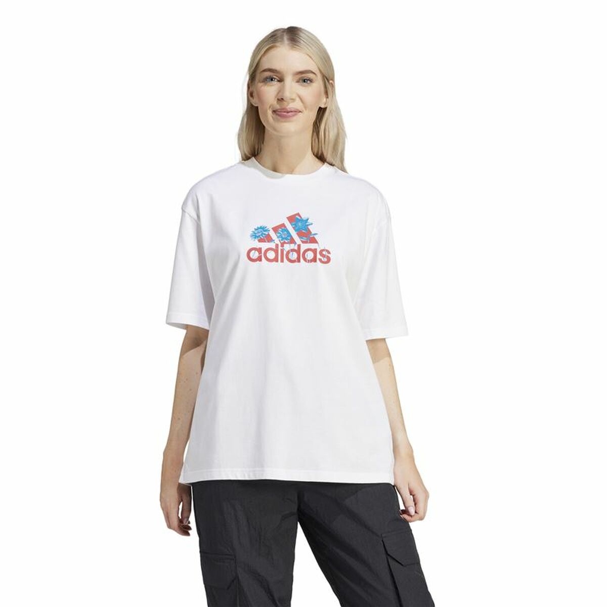T-shirt med kortärm Dam Adidas Flower Badge of Sports Gt - 2