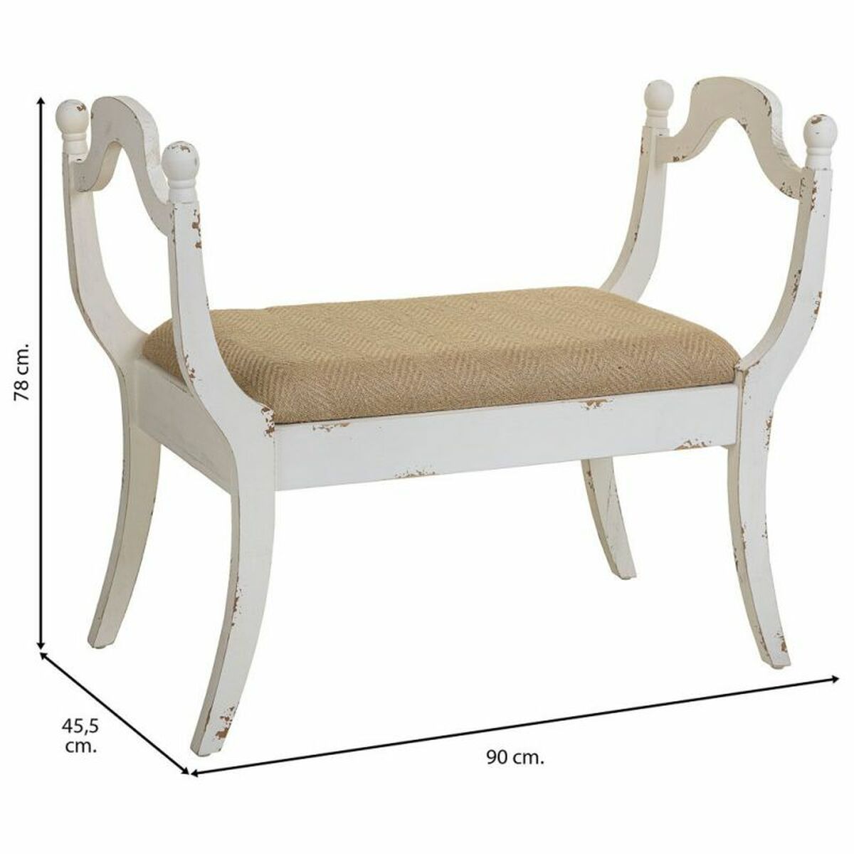 Sittpall Alexandra House Living Vit Badsvamp Granträ Trä MDF 45 x 78 x 90 cm - 4