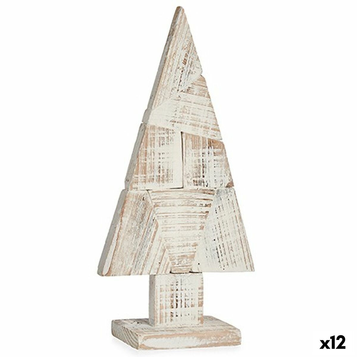 Prydnadsfigur Julgran Vit Naturell Trä 9 x 41,5 x 20 cm (12 antal) - 3