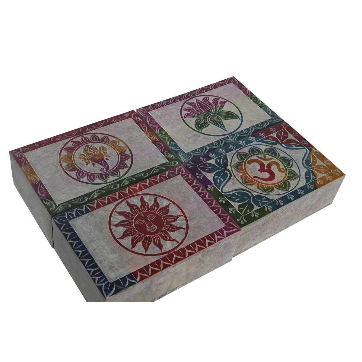 Smyckeskrin DKD Home Decor Multicolour Sten 15 x 10 x 5 cm (4 antal) - 3