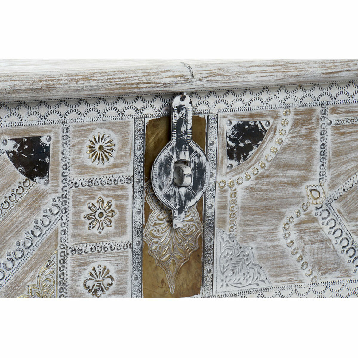 Kista DKD Home Decor 8424001858361 Paulowniaträ Vit Mässing Mangoträ 146 x 40 x 45 cm - 2