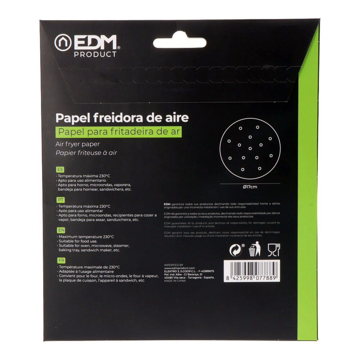 Papper för luftfritös EDM 07788 Ø 17 cm 100 antal - 3