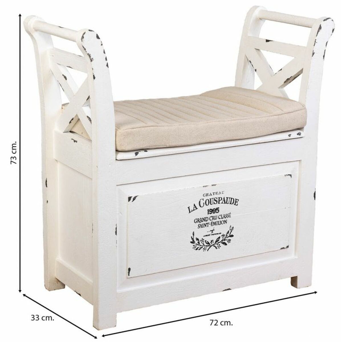 Sittpall Alexandra House Living Vit Trä 33 x 73 x 72 cm - 3