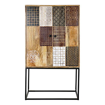 Skänk DKD Home Decor Vit Svart Gyllene Mörkbrun 84 x 43 x 152 cm