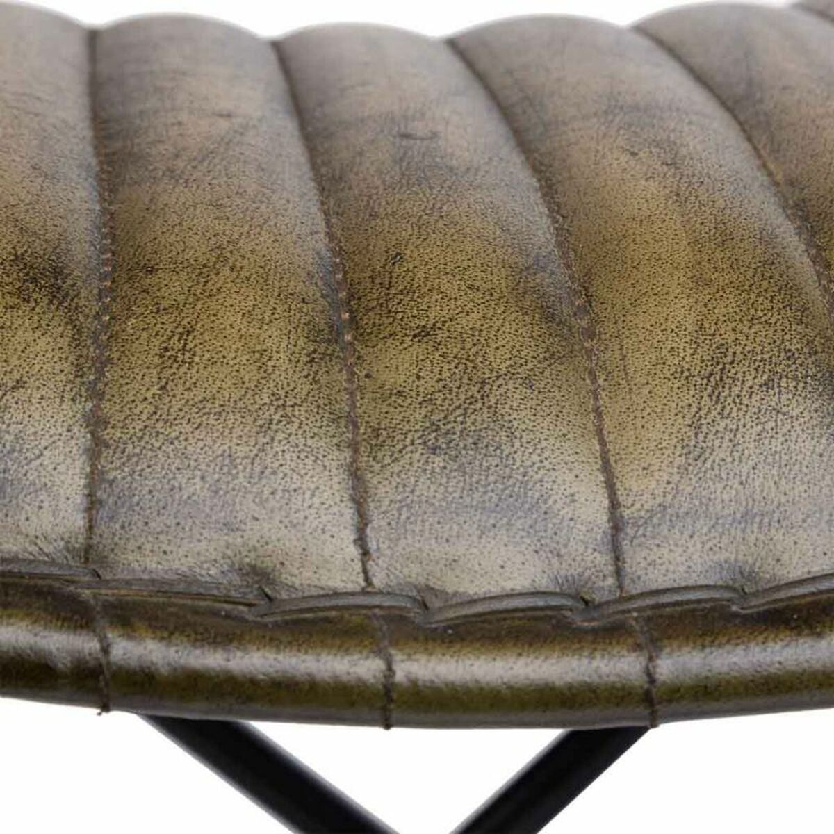 Sittpall Alexandra House Living Grön Läder Metall Järn 45 x 45 x 52 cm - 4