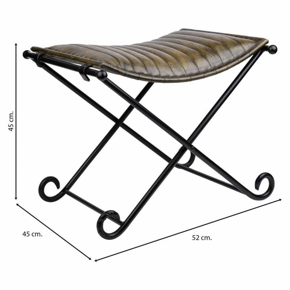 Sittpall Alexandra House Living Grön Läder Metall Järn 45 x 45 x 52 cm - 3