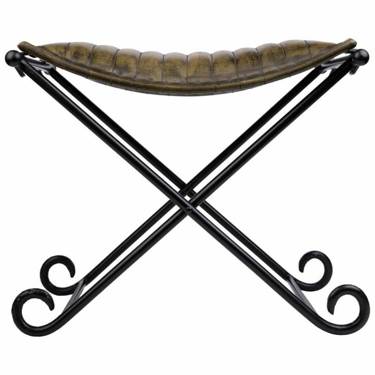 Sittpall Alexandra House Living Grön Läder Metall Järn 45 x 45 x 52 cm - 2