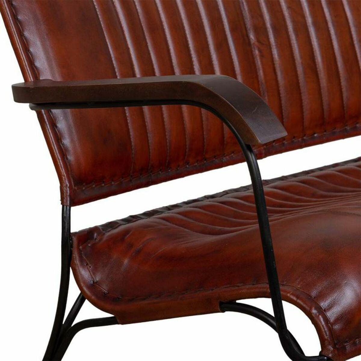 Bänk Alexandra House Living Brun Läder Metall Järn 62 x 75 x 112 cm - 6