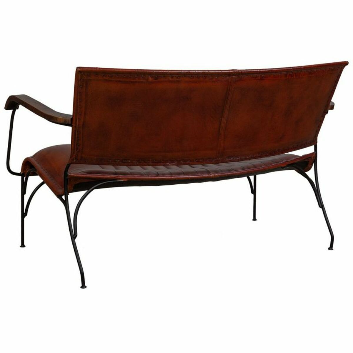 Bänk Alexandra House Living Brun Läder Metall Järn 62 x 75 x 112 cm - 5