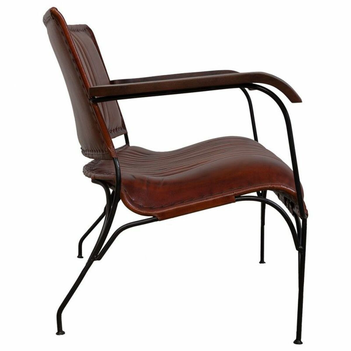 Bänk Alexandra House Living Brun Läder Metall Järn 62 x 75 x 112 cm - 2