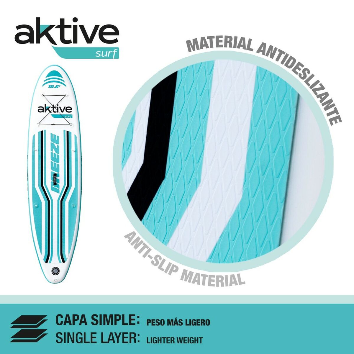 Uppblåsbara Paddle Surfbräda med tillbehör Aktive Blå - 5