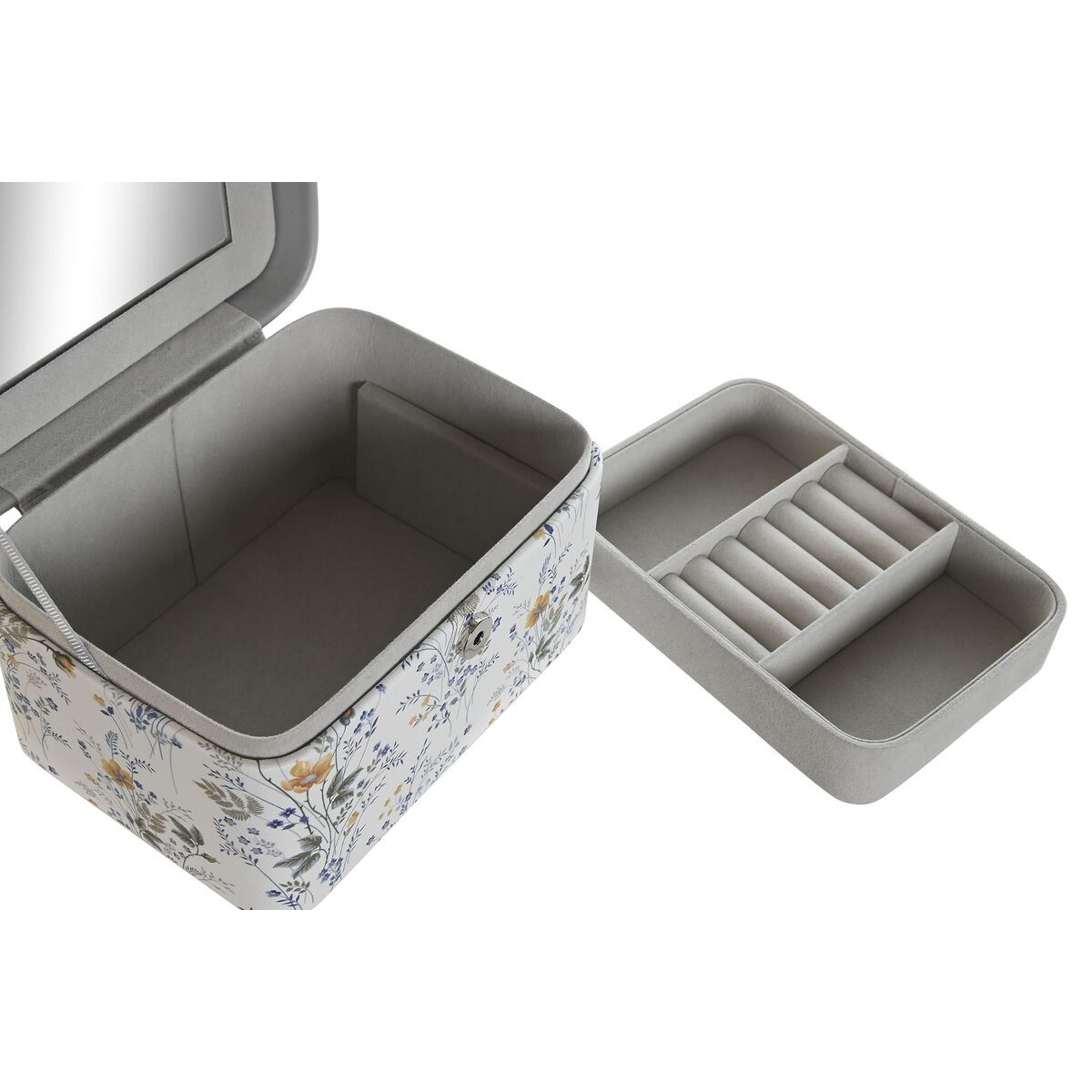 Smyckeskrin DKD Home Decor Vit Grå Lila Ljusrosa Polyuretan Speglar 17 x 12 x 10 cm (2 antal) - 2