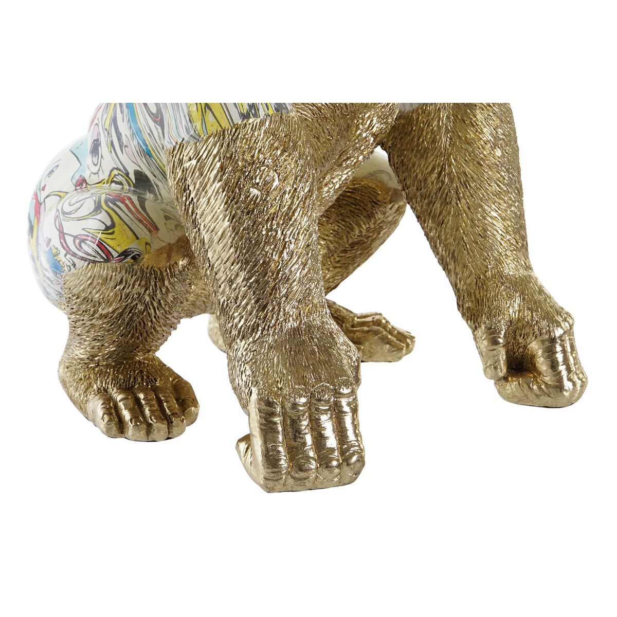 Prydnadsfigur DKD Home Decor 28,5 x 26,5 x 41 cm Gyllene Multicolour Gorilla - 2