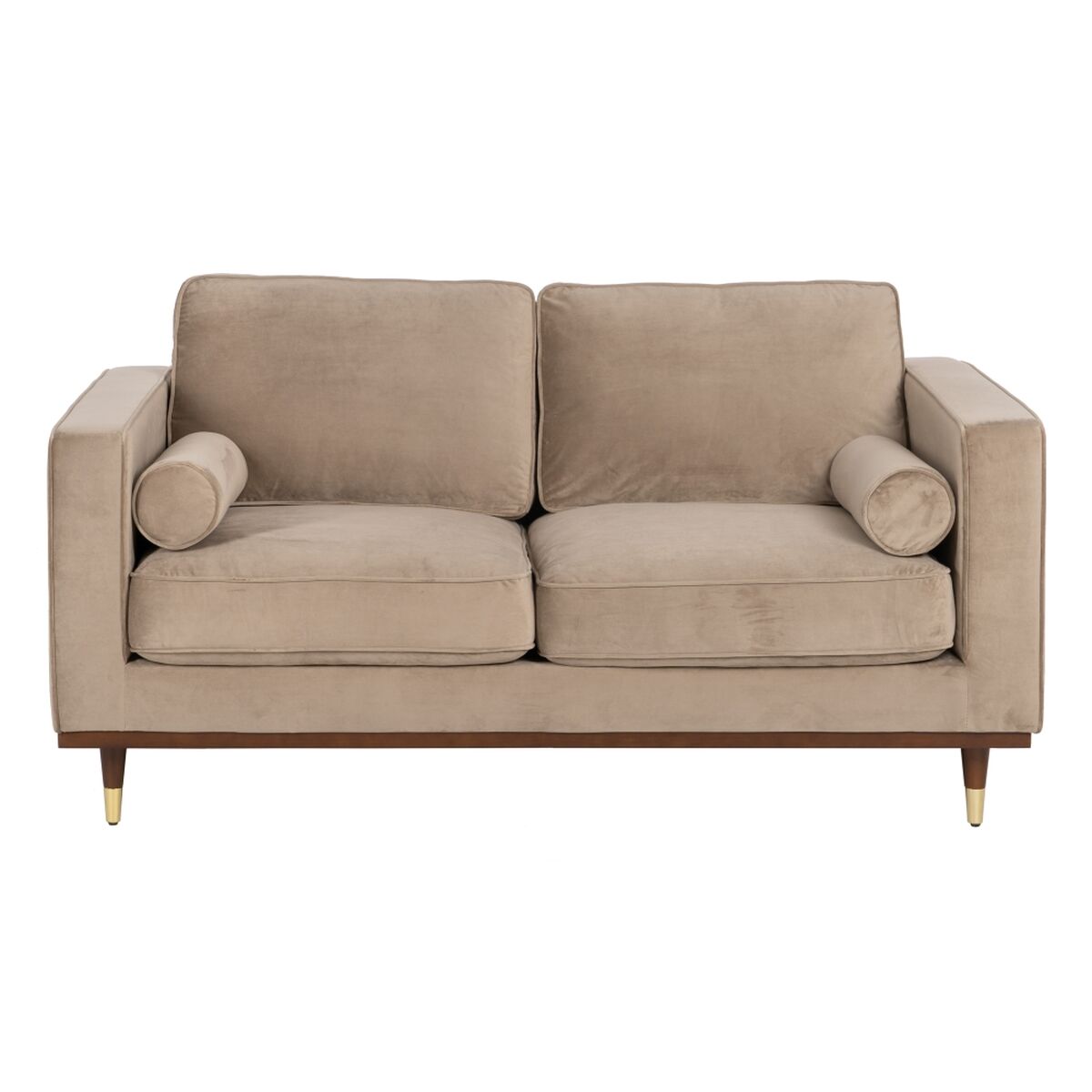 Soffa 172 x 89 x 91 cm Champagne Syntetmaterial Trä Sammet