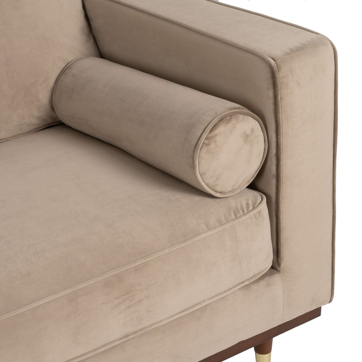 Soffa 172 x 89 x 91 cm Champagne Syntetmaterial Trä Sammet - 6