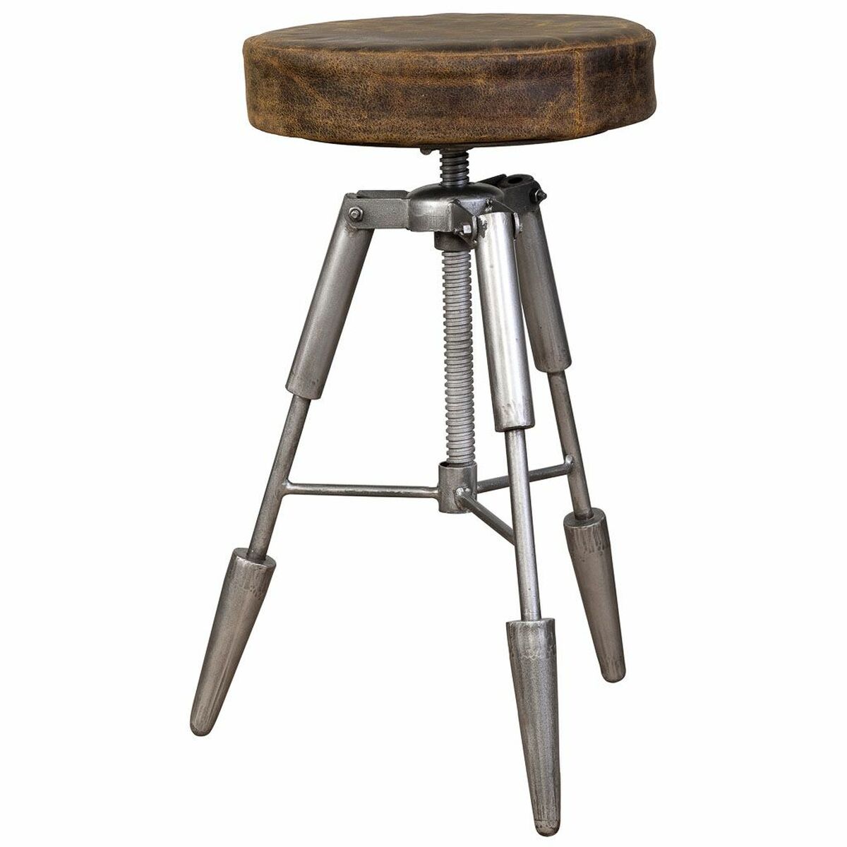 Sittpall Alexandra House Living Brun Läder Metall Järn 39 x 55 x 39 cm