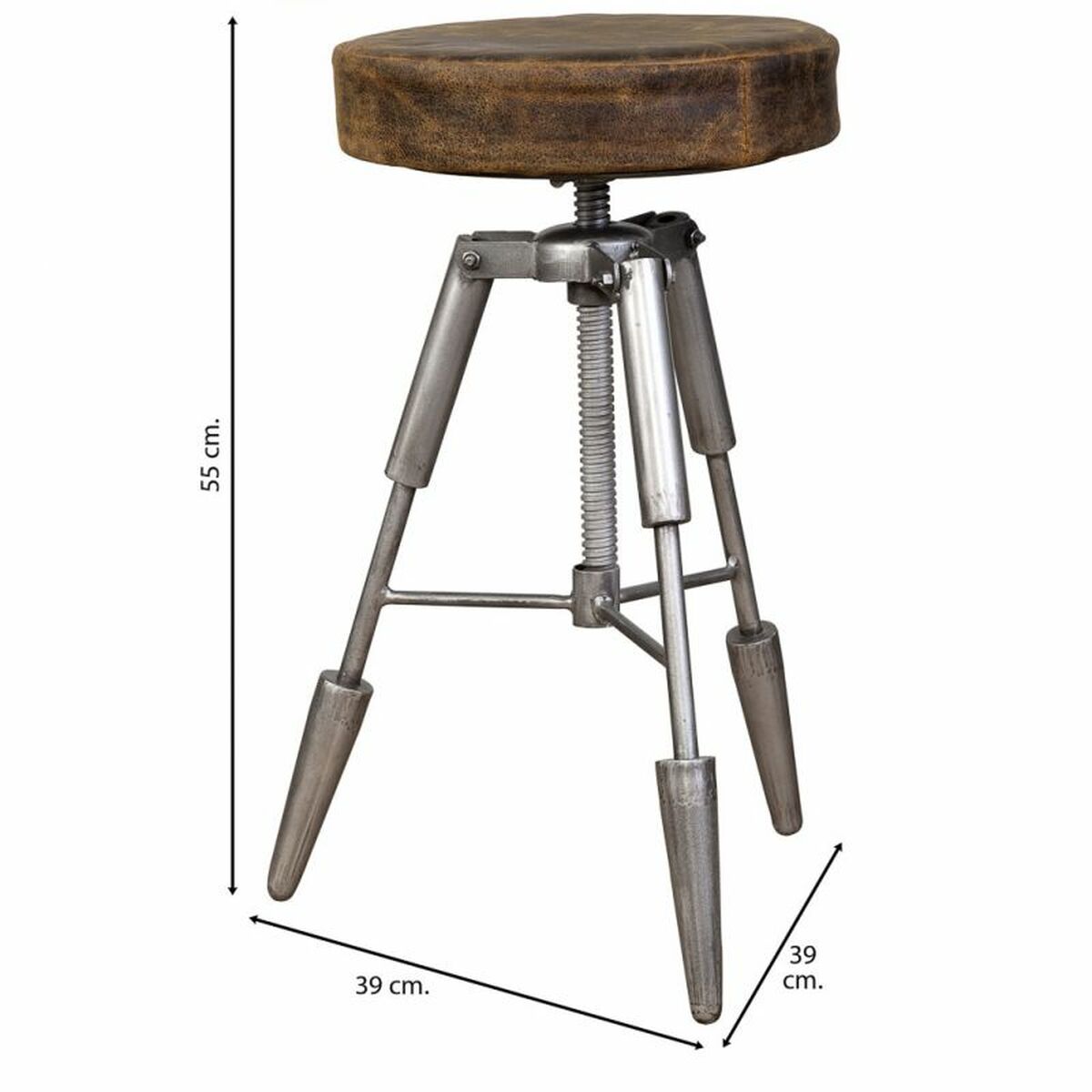 Sittpall Alexandra House Living Brun Läder Metall Järn 39 x 55 x 39 cm - 2
