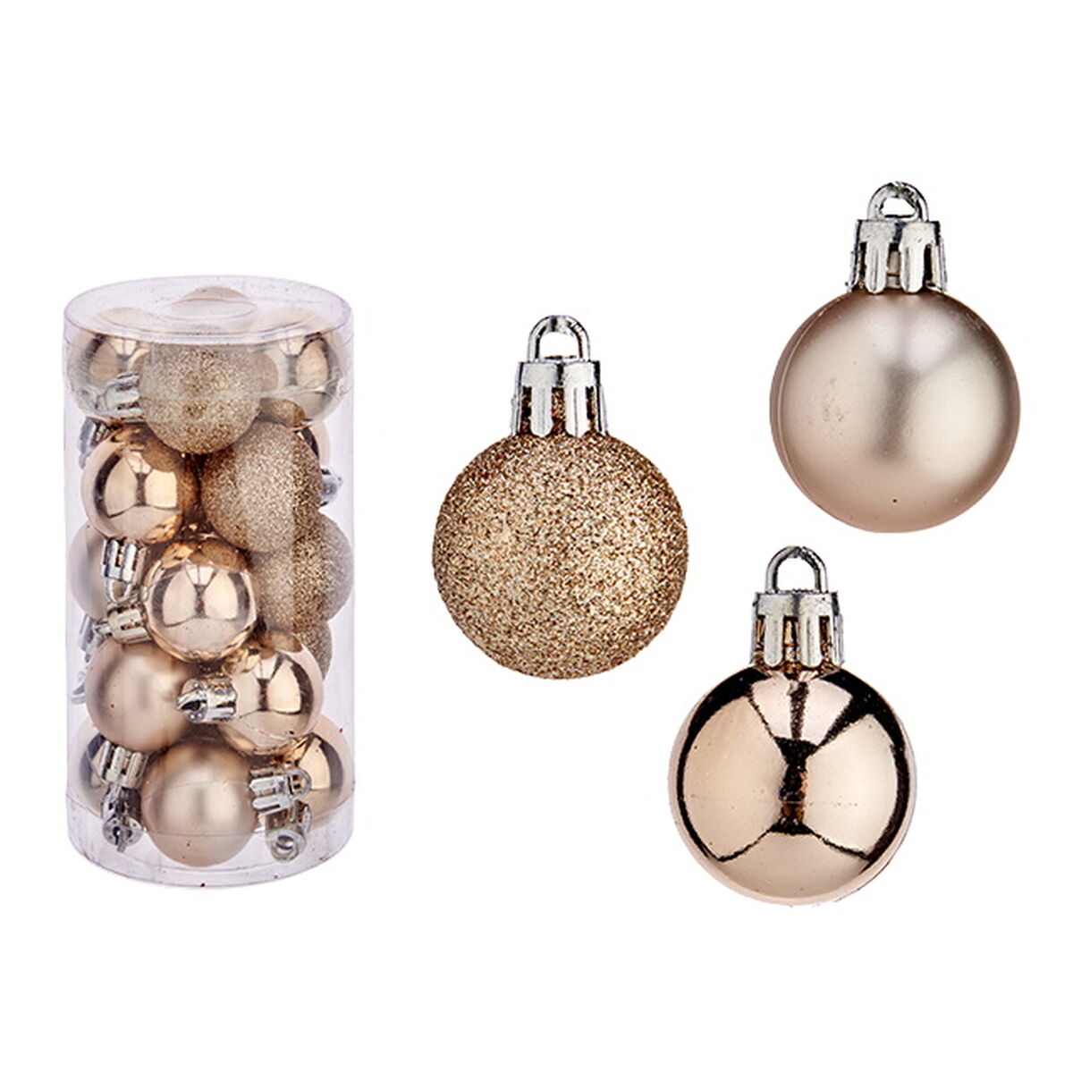 Uppsättning av julkulor Champagne Plast 3 x 4 x 3 cm (12 antal) - 2