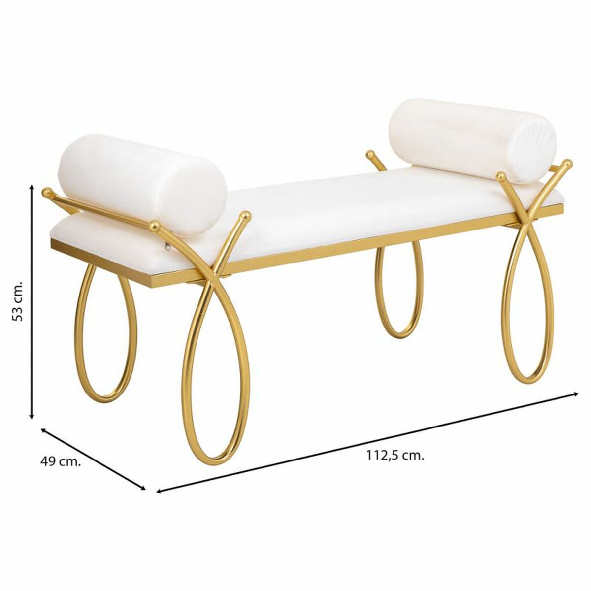 Sittpall Alexandra House Living Guld Skum Järn Trä MDF 49 x 53 x 112 cm - 3