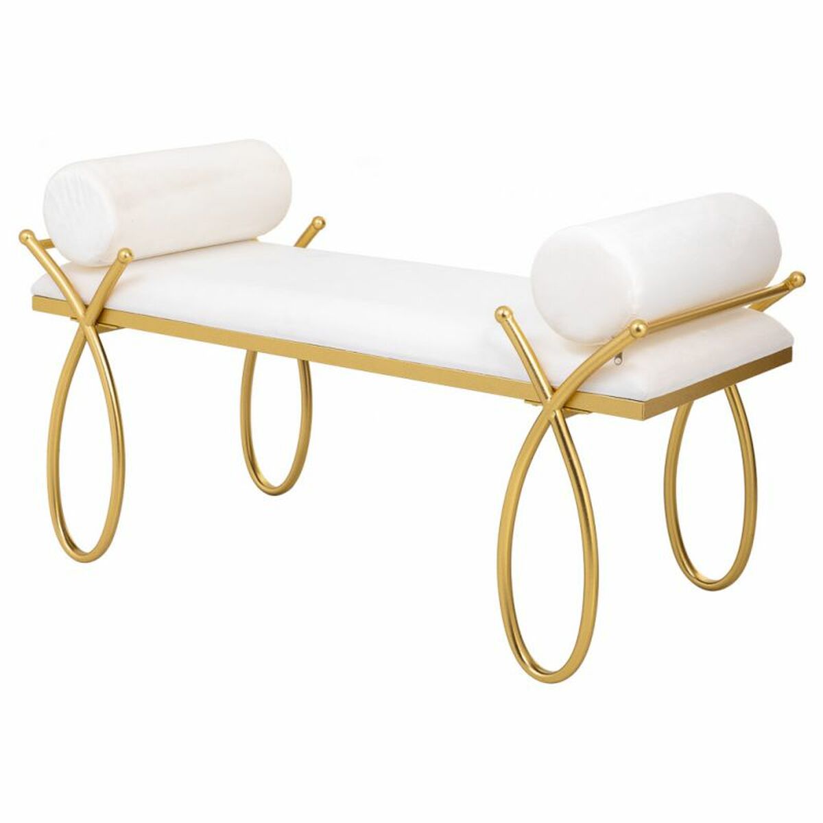 Sittpall Alexandra House Living Guld Skum Järn Trä MDF 49 x 53 x 112 cm - 5