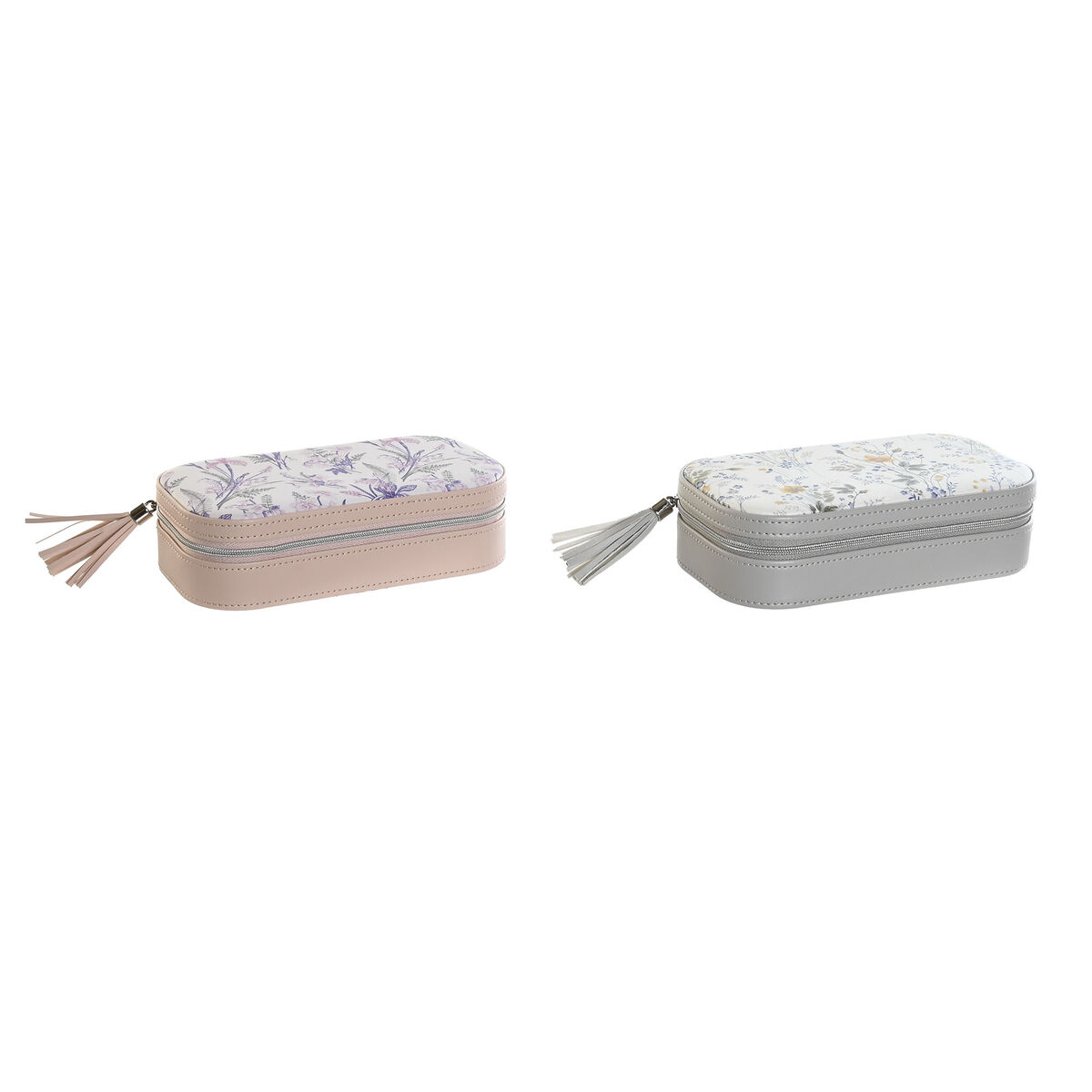 Smyckeskrin DKD Home Decor Vit Grå Lila Ljusrosa Polyuretan Speglar 18,5 x 10 x 5 cm (2 antal)