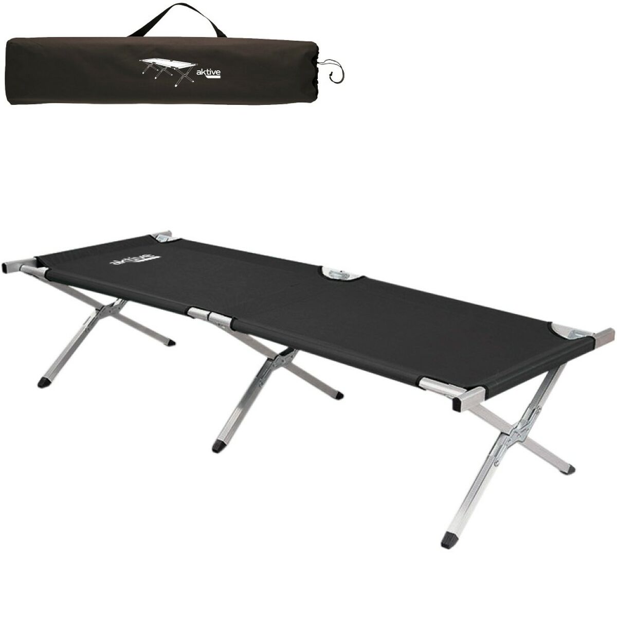 Camping säng Aktive Svart 190 x 42 x 64 cm Hopfällbar (2 antal) - 2