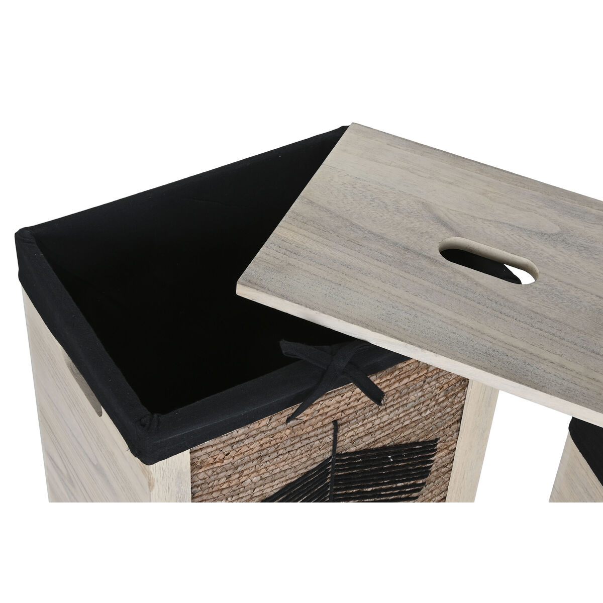 Tvättkorg Home ESPRIT Svart Naturell Trä 40 x 30 x 56 cm 5 Delar - 3