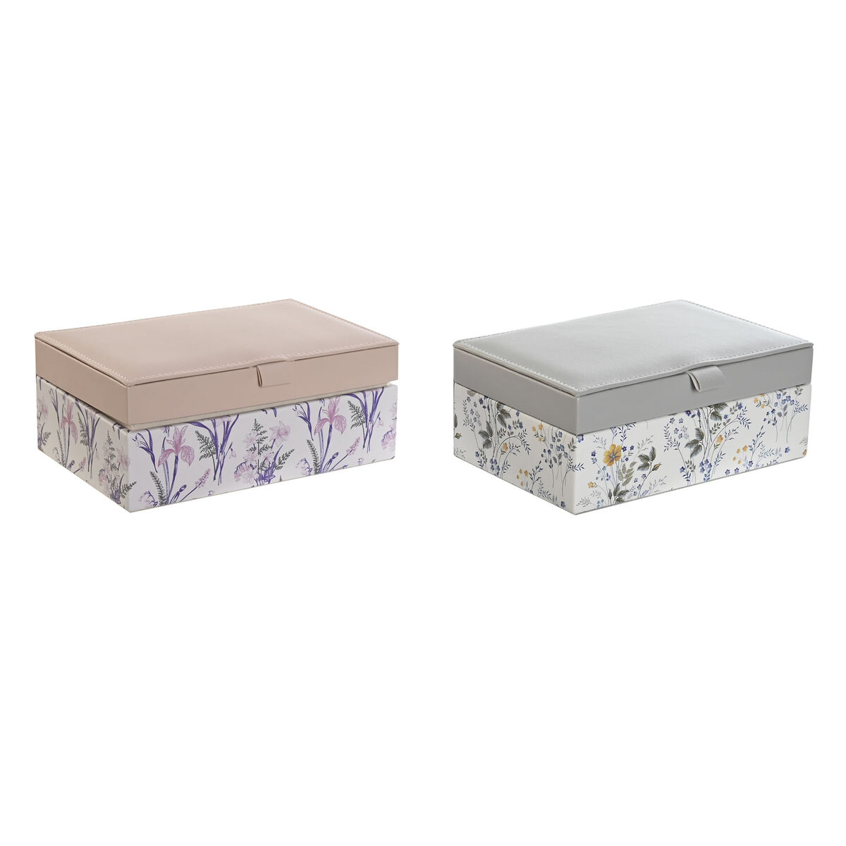 Smyckeskrin DKD Home Decor Vit Grå Lila Polyuretan 18 x 12,5 x 7,5 cm (2 antal)