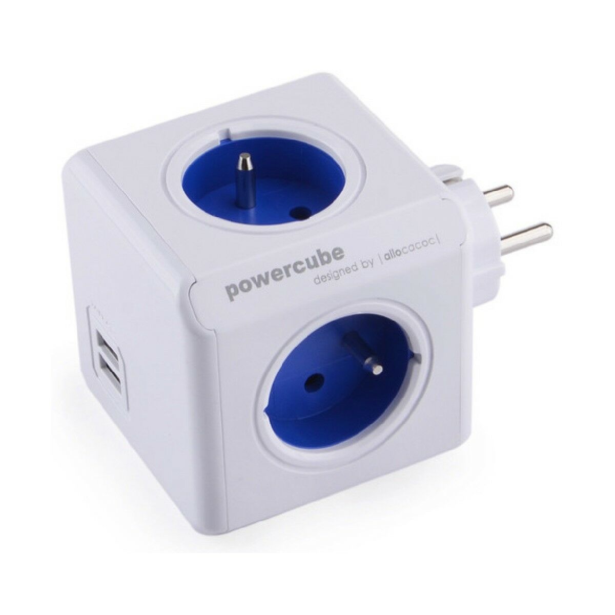 multipluggar i kubform Allocacoc PowerCube Original USB (E) Blå Vit