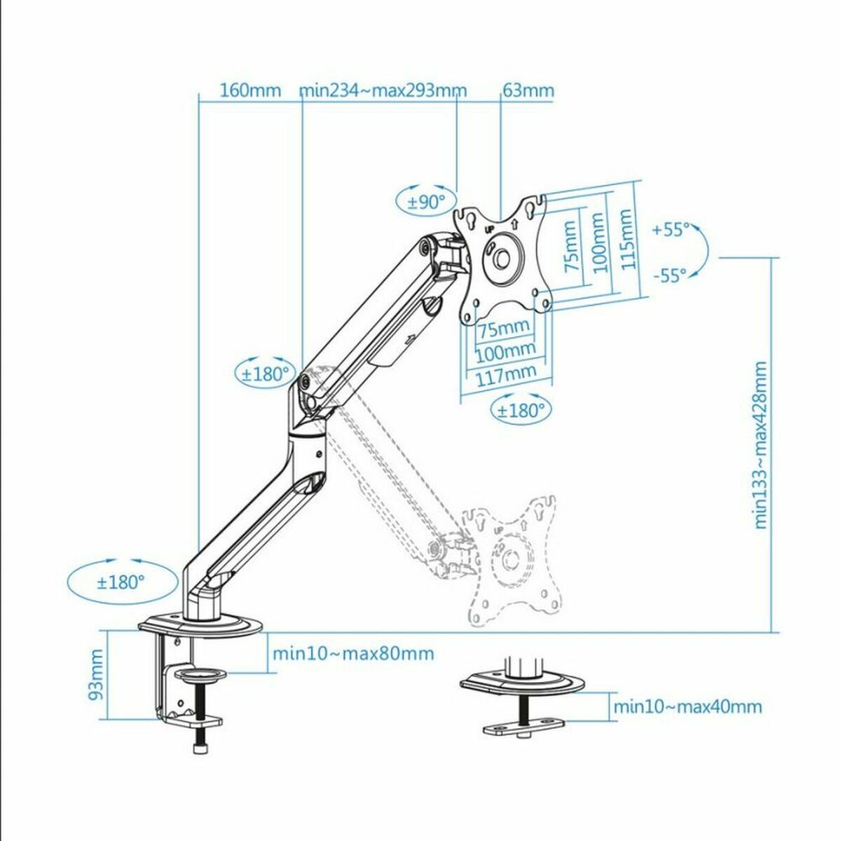 Bordfäste för Skärm TooQ DB4032TNR-G 17"-32" - 3