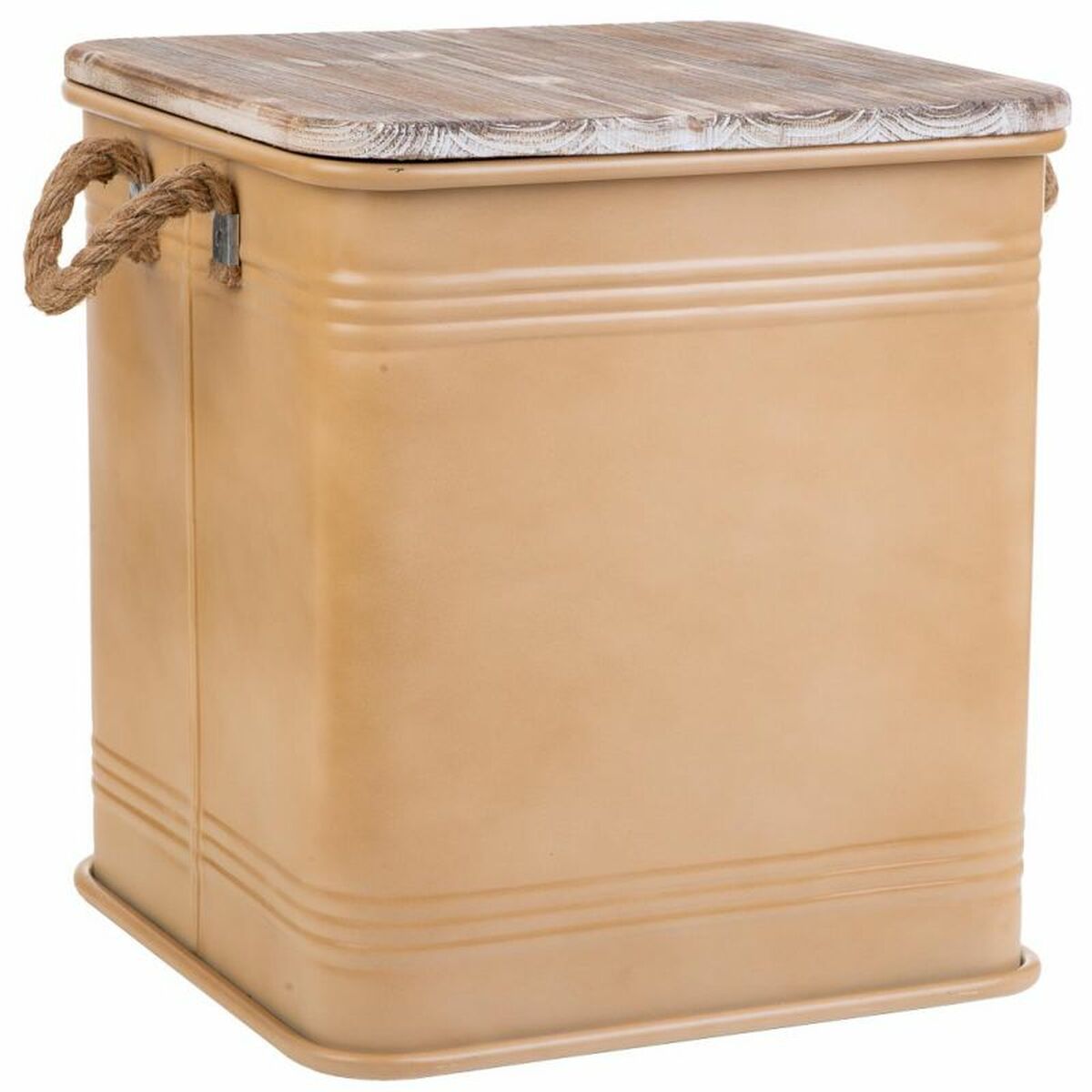 Sittpall Alexandra House Living Brun Metall Snöre Granträ 36 x 36 x 39 cm - 5