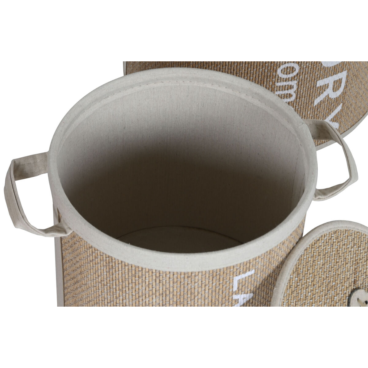 Tvättkorg Home ESPRIT Vit Naturell Bambu 40 x 40 x 53 cm 4 Delar - 4