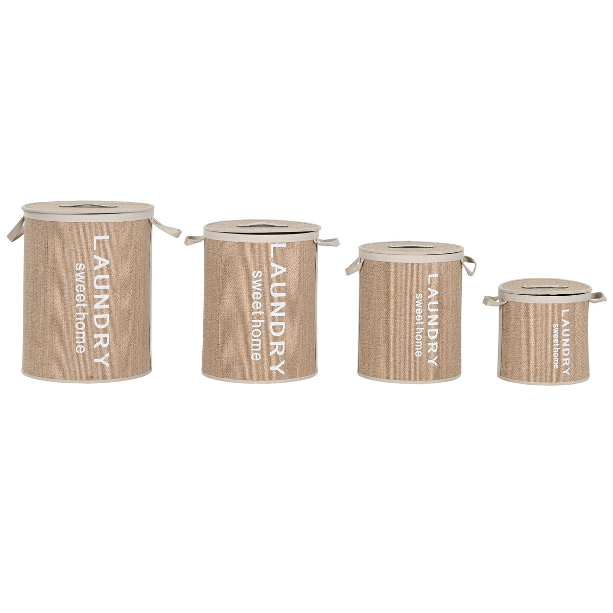Tvättkorg Home ESPRIT Vit Naturell Bambu 40 x 40 x 53 cm 4 Delar - 5