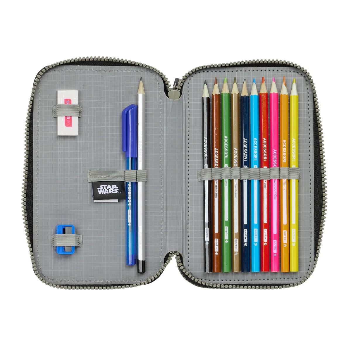 Dubbelt pennfodral The Mandalorian This is the way Svart 12.5 x 19.5 x 4 cm (28 Delar) - 3