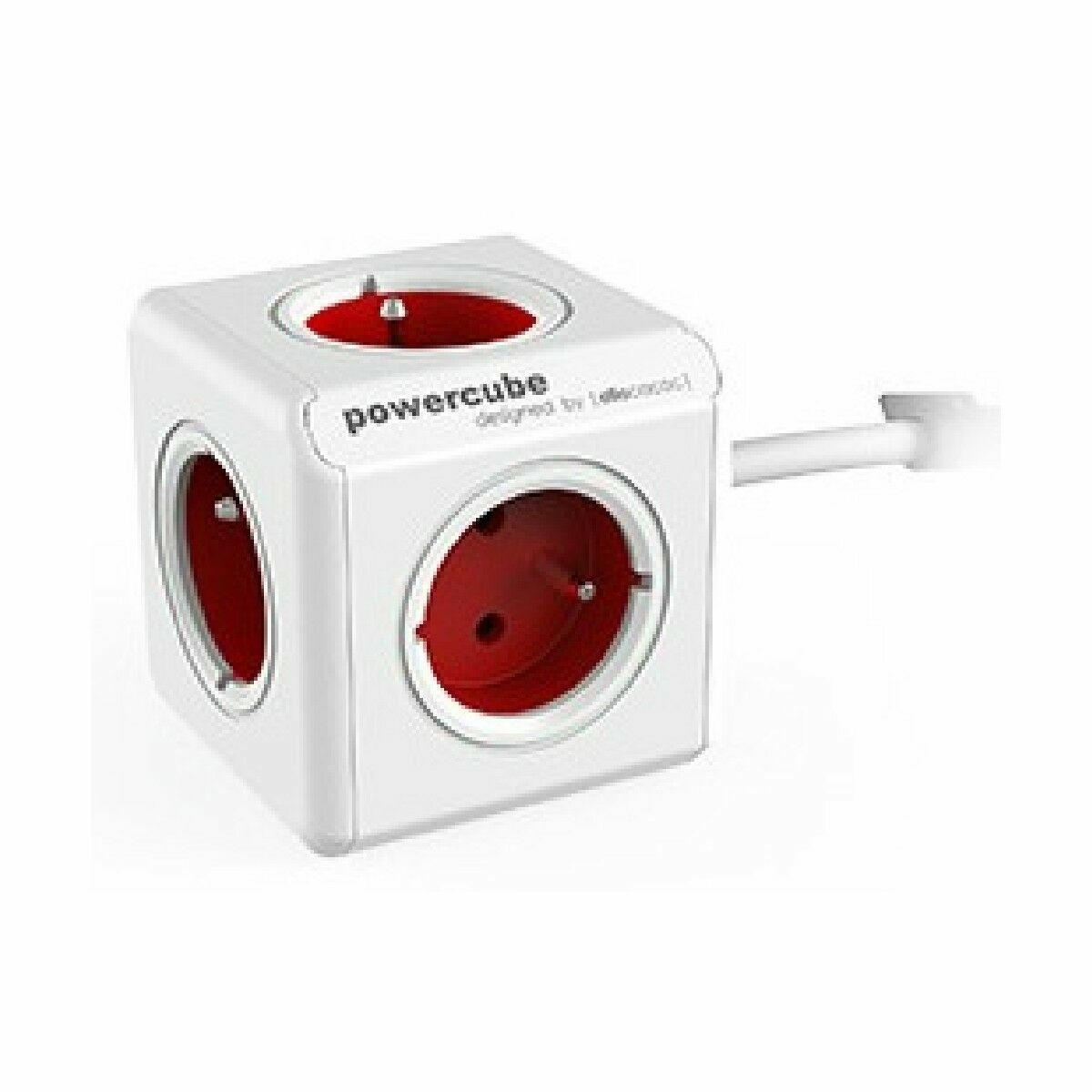 multipluggar i kubform Allocacoc PowerCube Vit Röd (1,5 m) - 2